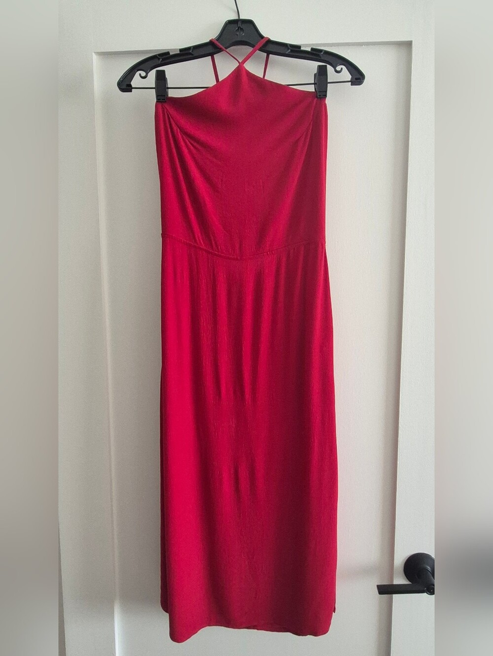 Reformation Halterneck Red Midi Dress, Size 4